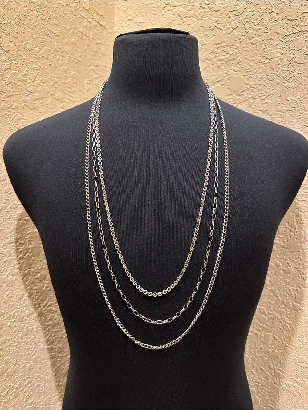 Layered Silver toned Chain Necklace - Elegant Multi-Strand Women's Jewelry